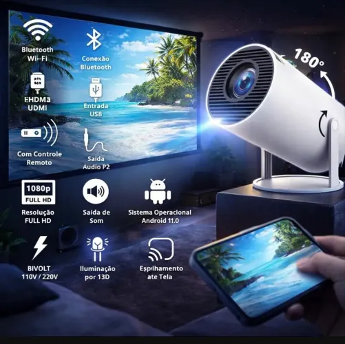 Projetor portátil TV HD