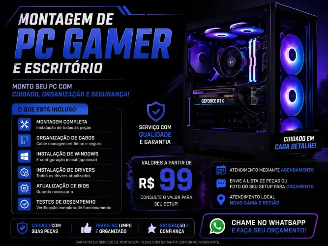 MONTAGEM E LIMPEZA DE PC - GAMER E ESCRITÓRIO