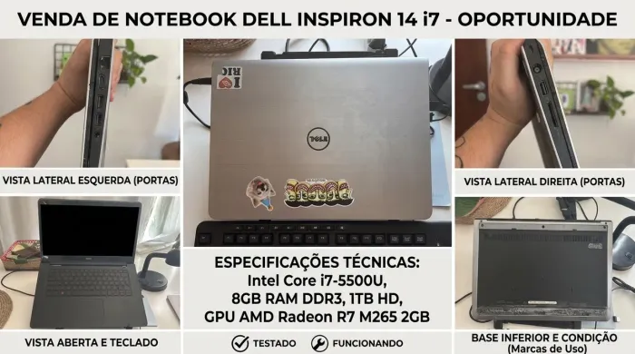 Notebook Dell Inspiron i7 | 8GB RAM | Placa de Vídeo Dedicada AMD 2GB | 1TB HD
