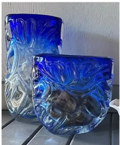 Vaso Murano - Degrade Azul - conjunto 2 unidades pequeno