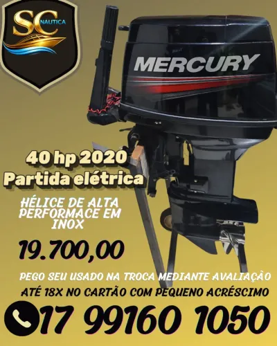 Motor de Popa 40 HP Mercury Partida Elétrica 2020