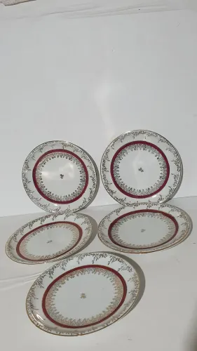 Lote de 5 pratos sobremesa porcelana Real anos 60