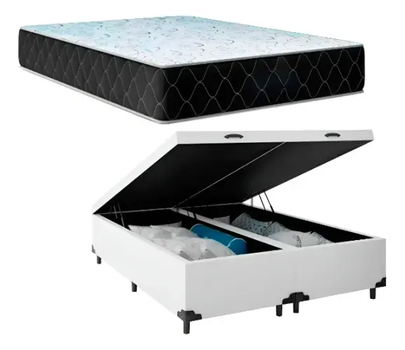 Colchão Resistence King + Cama Base Baú King Branco