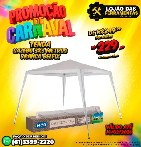 Tenda Gazebo 3x3 Metros Cor Branca Belfix
