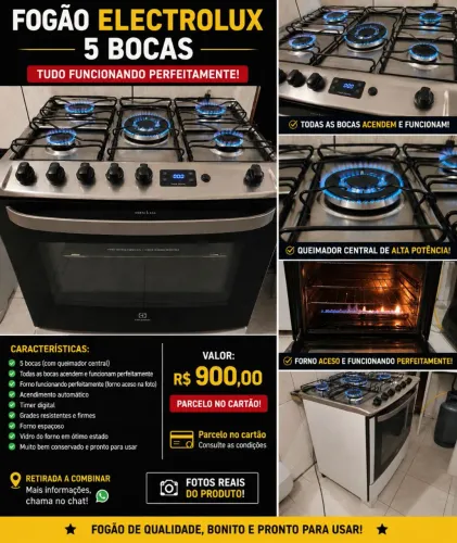 Fogão da Eletrolux com 5 bocas tudo funcionando bem