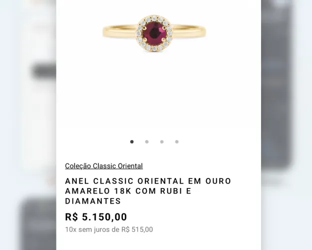 Anel Classic Oriental Vivara em ouro amarelo 18k com rubi e diamantes