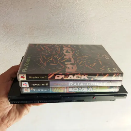 Playstation 2 + leitor de disco+ 3 jogos mídia física 