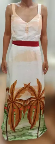 Vestido longo bege