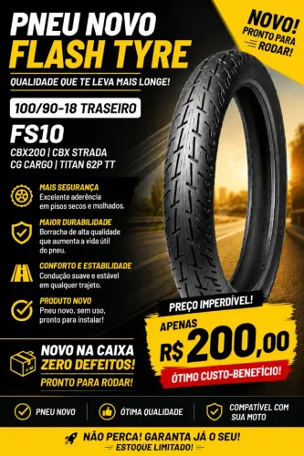 PNEU NOVO FLASH TYRE 100/90-18 TRASEIRO - FS10