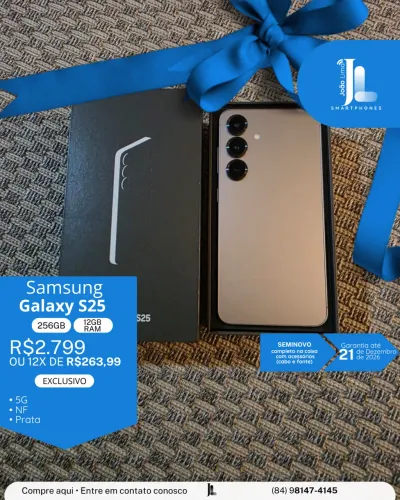 GALAXY S25, 5G, 256GB, 12GB RAM, PRATA, SEMINOVO NA GARANTIA, EXCLUSIVO!