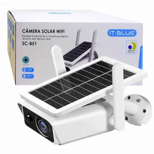 Câmera de Segurança Solar IP 4.0MP, App Icsee, Resistência à Chuva e Sol (IP66) - It Blue