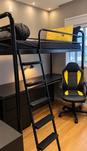 Cama beliche com escrivaninha Tok Stok