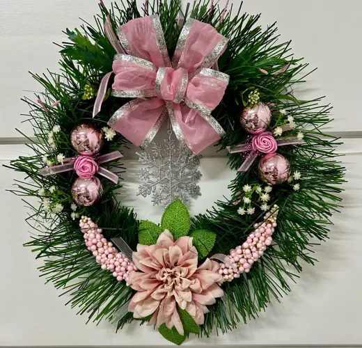 Guirlanda de Natal laço rosa