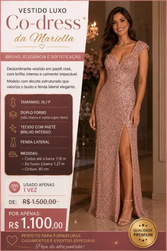 Vestido festa longo paetê