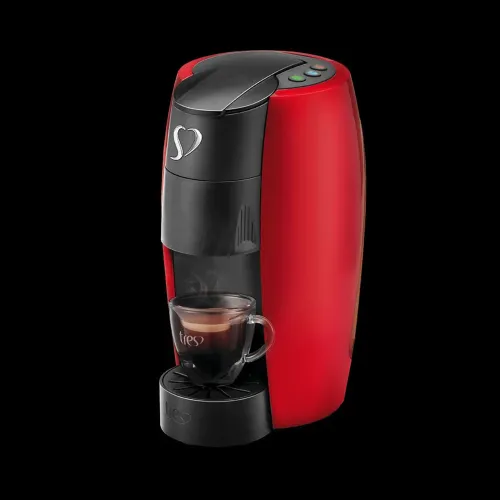 Cafeteira expresso automática cor vermelha, marca 3 corações