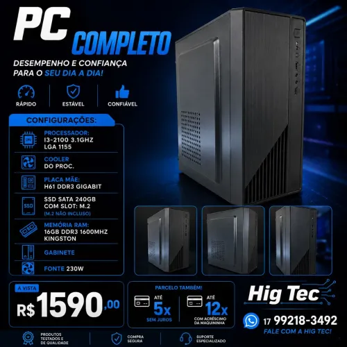 Pc para escritório, home office, jogos leves