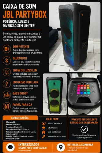 Caixa de som com placa danificada JBL