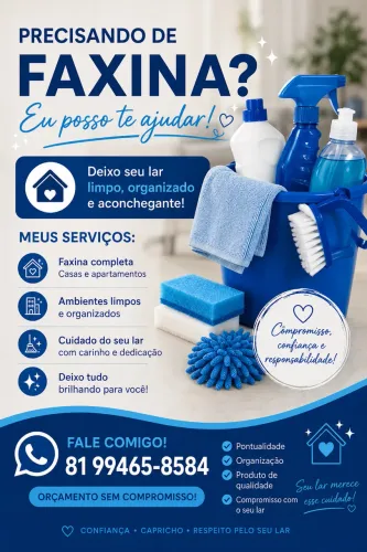 Trabalho com Eventos e Festas e Faxinas