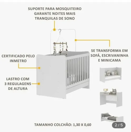 Berço 4 em 1 , escrivaninha, mini cama, sofá e berço