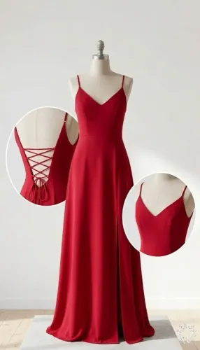 Vestido Longo de Festa Vermelho com Fenda (Tamanho M) - Usado apenas 1 vez!