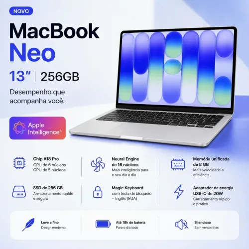 Apple MacBook neo 13 a18pro | 256 SSD 8gb de ram | 1 ano de garantia