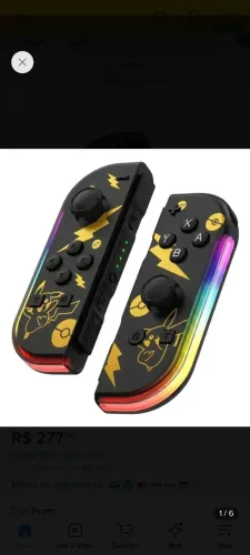 Controle Joy Con Sem Fio Para Nintendo Switch Pokemon Rgb Com Alça