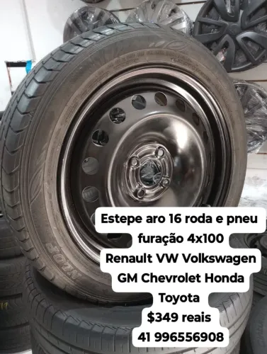 Estepe aro 16 furação 4x100 . Roda e pneu pronto Disk entrega VW  Renault GM Honda Toyota 