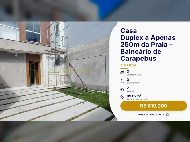 Casa Duplex Moderna a 250m da Praia em Balneário de Carapebus