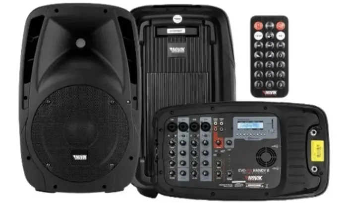 Caixa De Som Novik Evo 410 Handy 2 Caixas E Mesa De Som Cor Preto 110V/220VCaixa De Som No