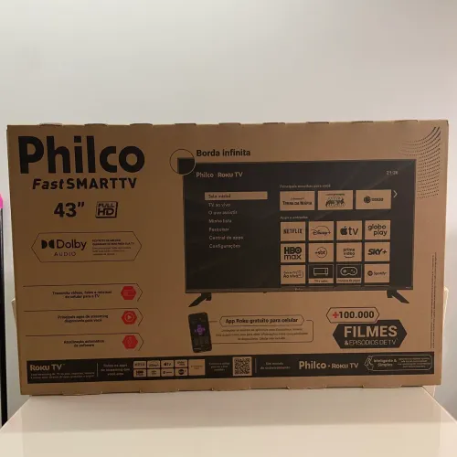 Smart TV Philco Fast Smart TV 43? Full HD Roku - Nova e Lacrada