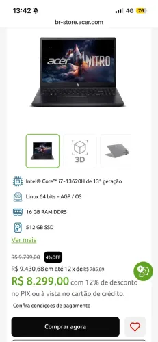Notebook Gamer Acer Nitro V15