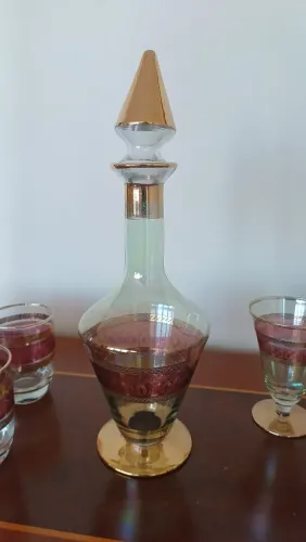 Conjunto licoreira de Cristal, licoreira taças e copos, vintage e elegante
