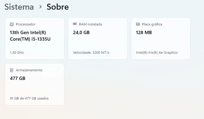 Notebook Vaio i5 13Geração 24gb de RAM 
