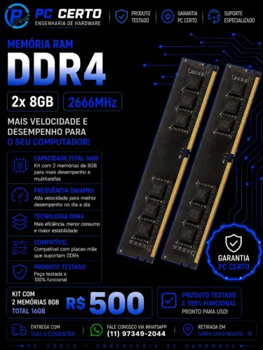 KIT 16GB DDR4 2666MHz (2x 8GB) 