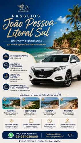 Passeios privativos João Pessoa - Litoral Sul