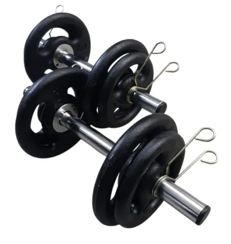 Kit Fitness: Barra 40cm Cromada e Anilha em Ferro Pintada