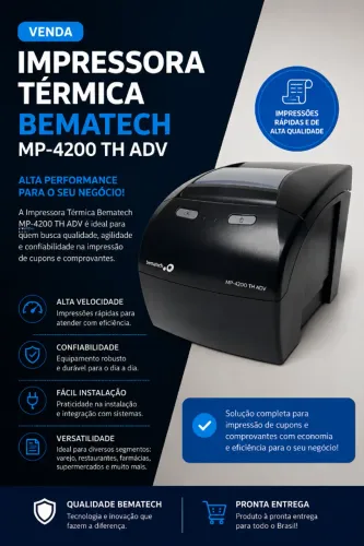 ? IMPRESSORA TÉRMICA BEMATECH MP-4200 TH ADV com Internet