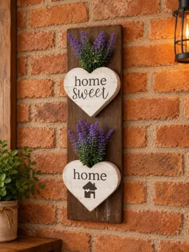 Placa decorativa com lavandas 50x15