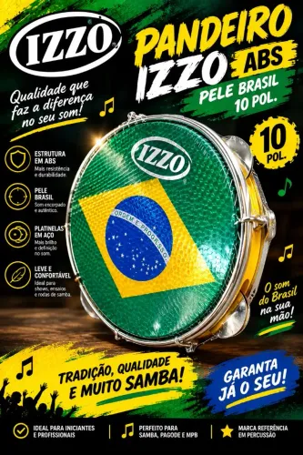 Pandeiro Izzo ABS Pele Brasil 10 pol.