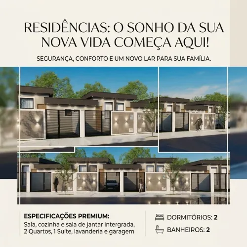 Casa Germinada 2 Quartos (1 Suíte) 59m² ? Pronta p/ Energia Solar e Carro Elétrico