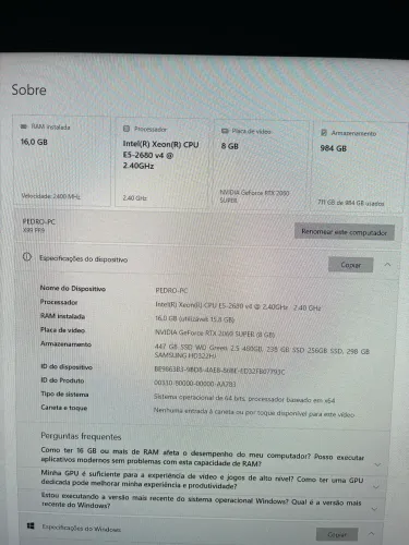 Pc Gamer RTX 2060 Super Xeon 2680v4