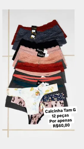 Calcinha Tam G Kit com 12 peças