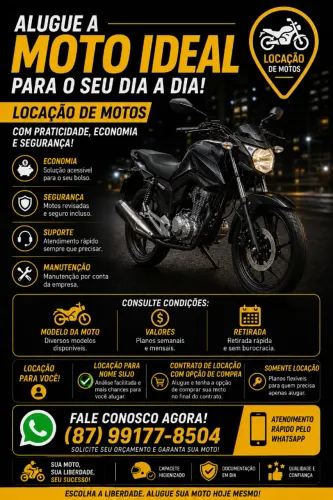 ALUGUEL DE MOTO - IDEAL PARA DELIVERY