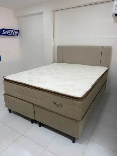 Cama Box Queen Vigor com Pillow (Base + Colchão) - Entrega imediata;