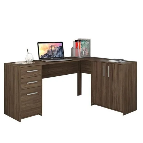 Escritório mesa office em L com gavetas
