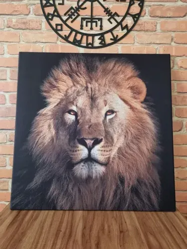 Quadro Leão tela acetinada 65x65