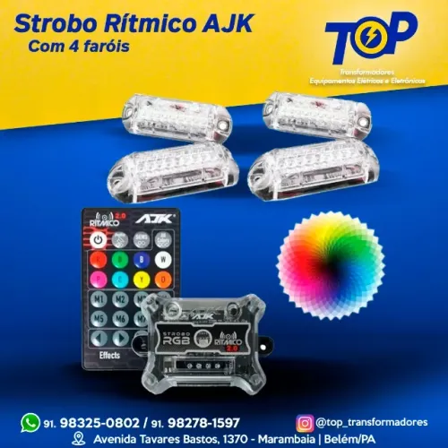 Kit Strobo Rítmico Rgb AJK com 4 faróis