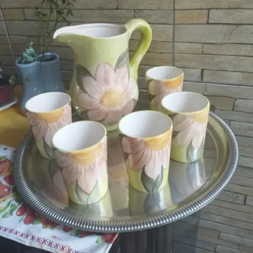 Jarra e copos porcelana 
