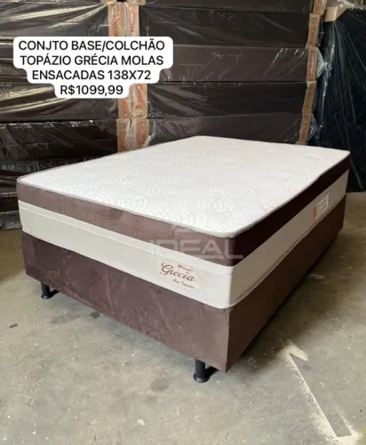 Conjunto Base/Colchão Topázio Grécia Molas Ensacadas 138x72