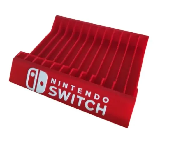 Organizador de Jogos Compatível com Nintendo Switch 1 e 2 - Suporte para Caixas - Vermelho
